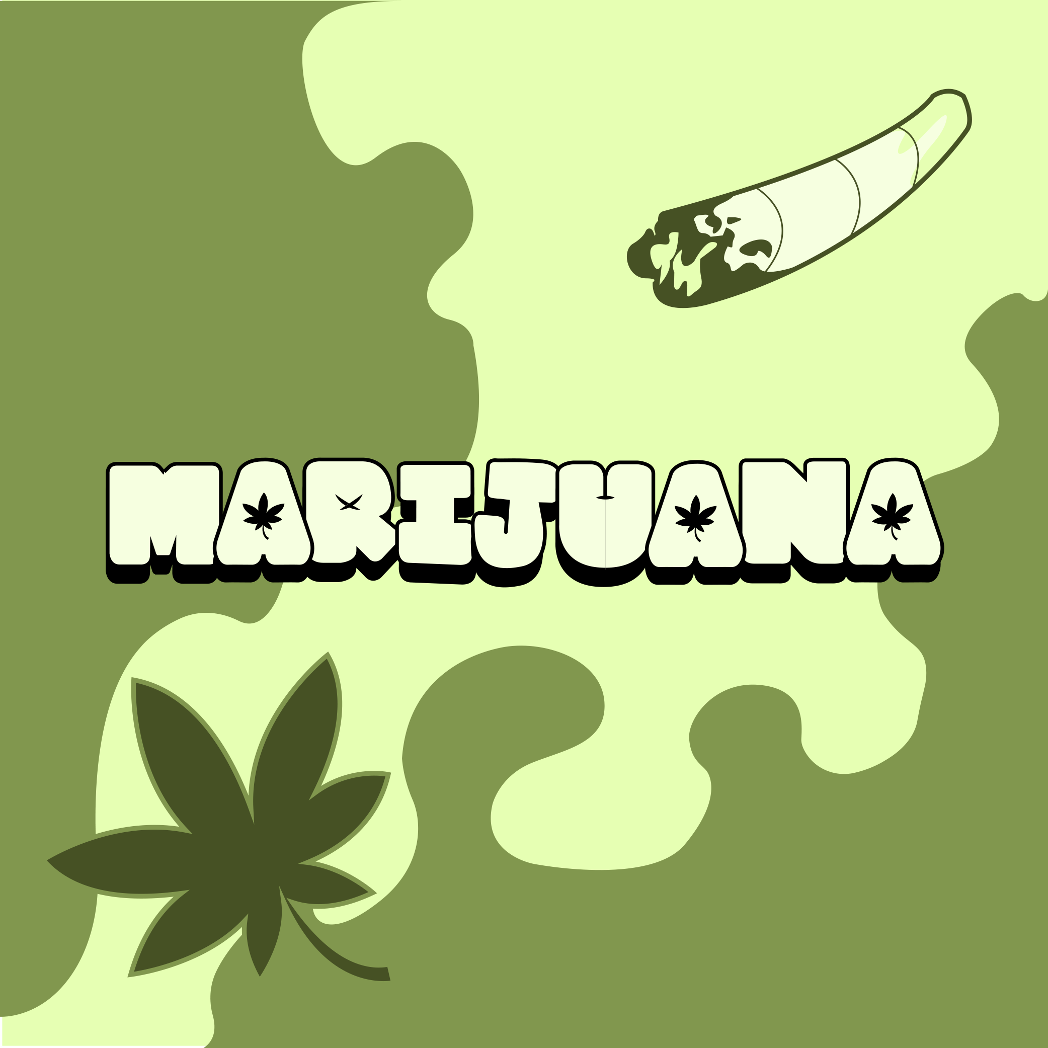 Marijuana logo with a joint and a pot leaf depicted.