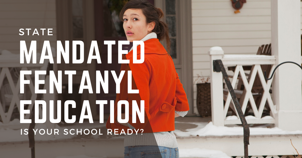 Girl in a red jacket looking back at the camera, giving the audience the impression that they may not know about Fentanyl Education Mandates in their State.